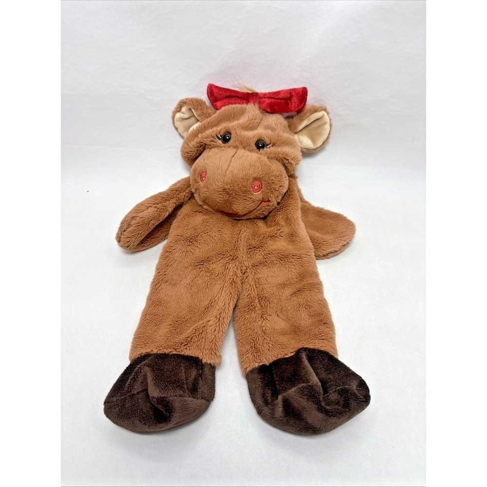 Build A‎ Bear Holly Moose Plush with Red Bow 16" Christmas Animal Unstuffed BAB